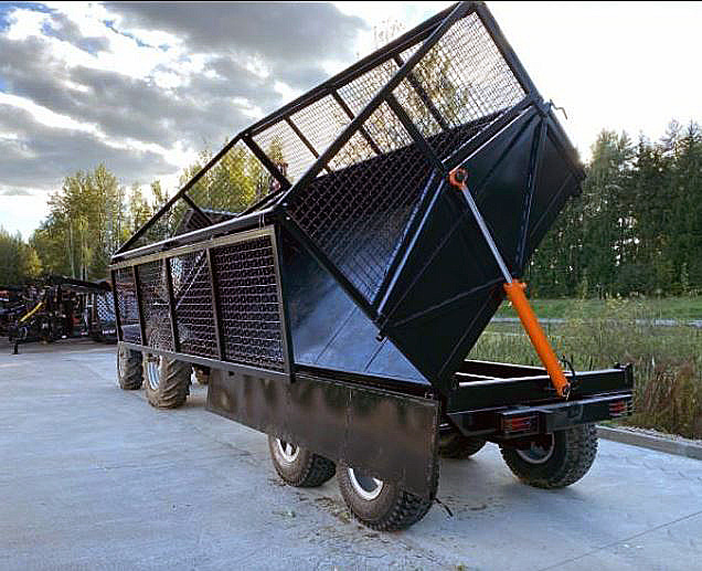 Полуприцеп для вывоза порубочных остатков, самосвальный, с сетчатыми бортами