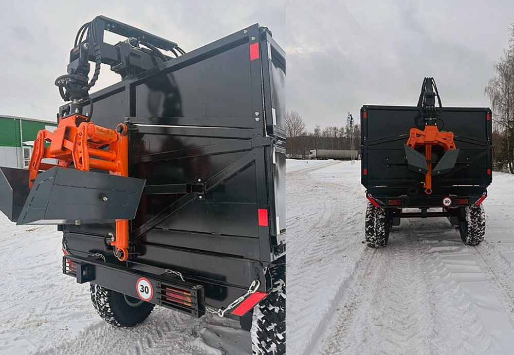 Полуприцеп для вывоза порубочных остатков, самосвальный, с сетчатыми бортами