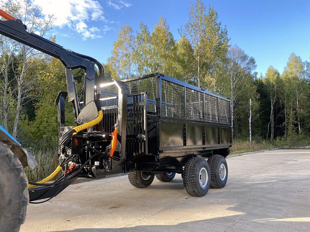 Полуприцеп для вывоза порубочных остатков, самосвальный, с сетчатыми бортами