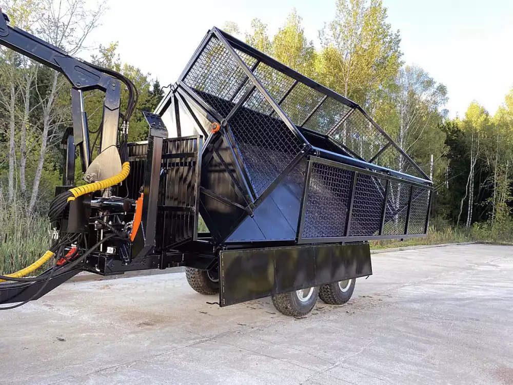 Полуприцеп для вывоза порубочных остатков, самосвальный, с сетчатыми бортами